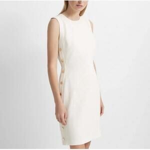 NWT Club Monaco Women's Off-White Sleeveless Sheath Dress Gold Stud Accent Sz 4